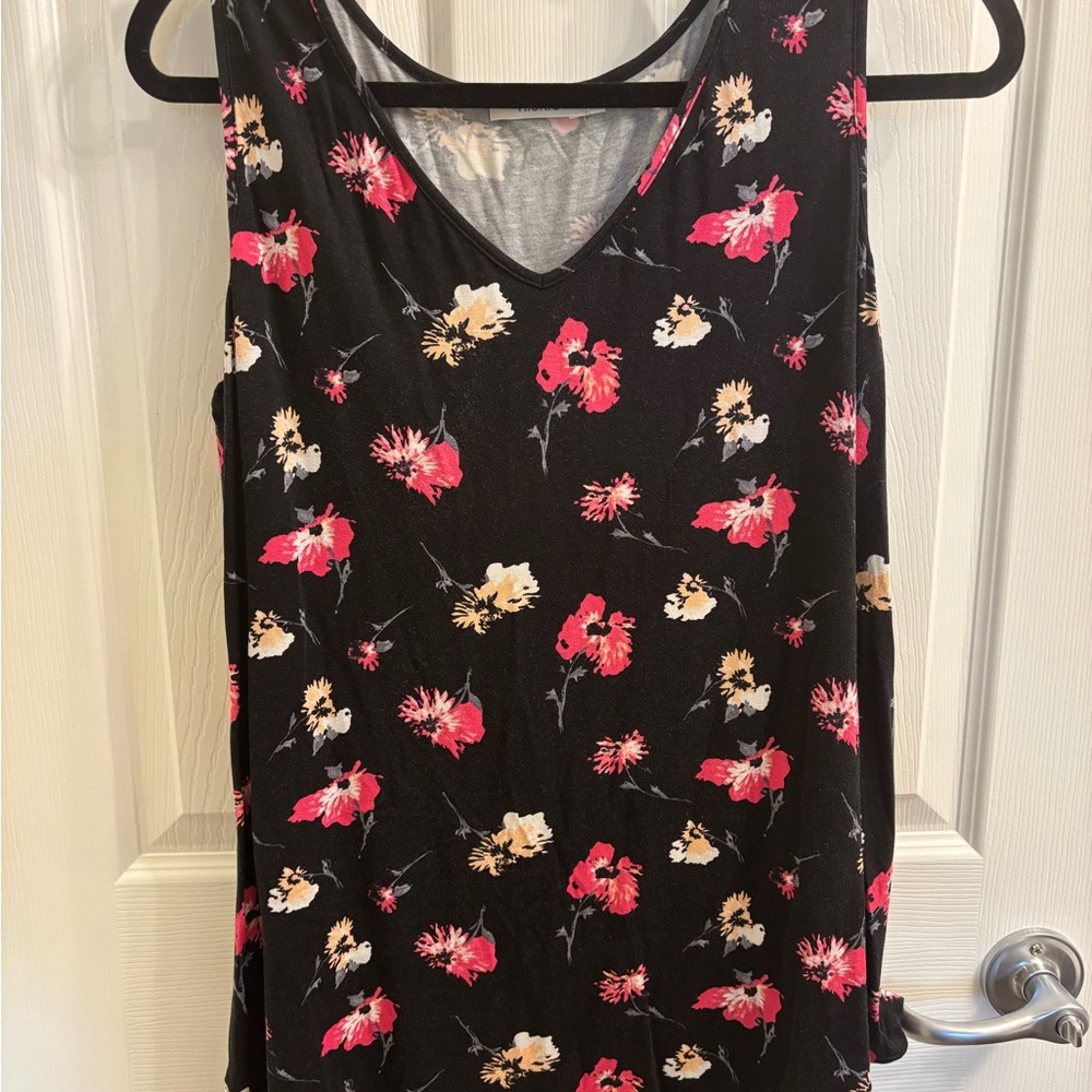 Floral Black Sleeveless Top